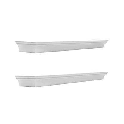 MELANNCO Arlington Floating Wall Shelves for Bedroom, Living Room, Nursery, Set of 2, 24-Inch, White - color: White, size: Set of 2 (24 Inch), style: Arlington