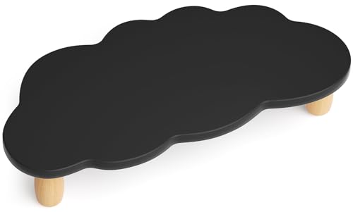 AFOOYO Monitor Stand Riser,Cloud Shape Wood Computer Monitor Stand, 16.5IN Monitor Stand Riser, Multi-Purpose Desktop Organizer Riser for Computer,Laptop,Printer,TV,Black - color: Black, size: Cloud