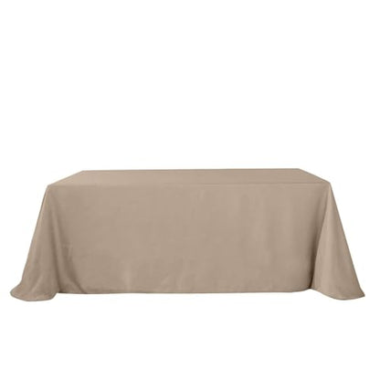 Efavormart 90x132 Taupe Premium Faux Linen Rectangular Tablecloth | Wrinkle Free Tablecloth - color: Taupe, size: 132" x 90" (Rectangular)