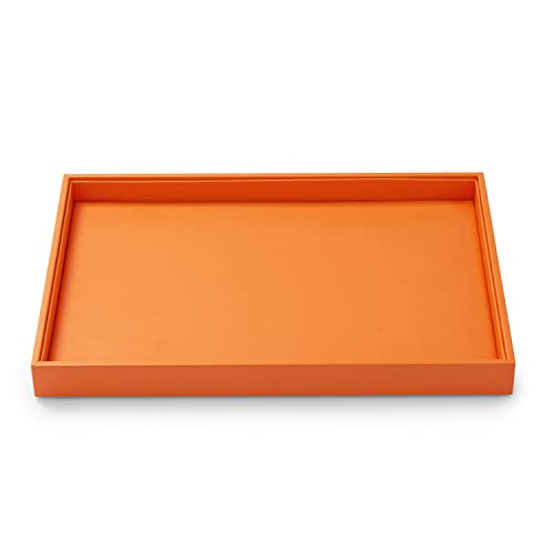 PU Leather Jewelry Tray Stackable Jewelry Drawer Organizer Trays Necklace Bracelet Holder Watches Storage (Orange) - color: Orange, size: 1 Grid