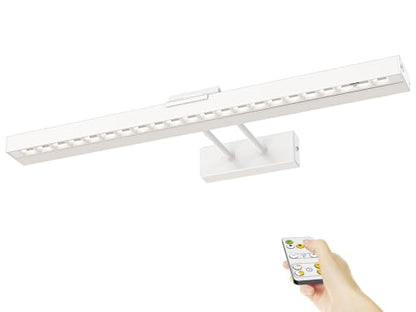 PESUTEN Picture Light Battery Operated, 16in Wireless Art Light for Paintings CCT Dimmable Recharging Battery Picture Light with Remote Control for Gallery Dartboard Art Bedroom Bathroom White - color: White
