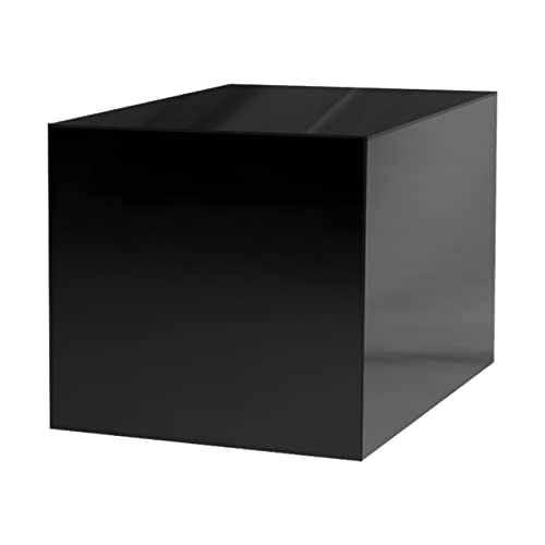 12 Inch Glossy Black Acrylic Display Box with One Open Side No Lid Versatile Square Plexiglass Merchandise Storage Bin or Retail Product Riser by Marketing Holders - color: 12" Black