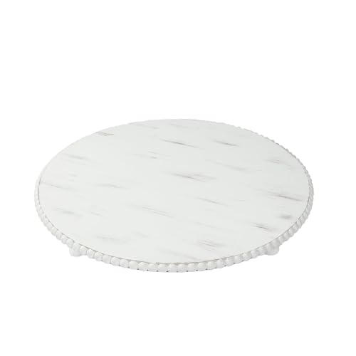 Efavormart 3-Pack Antique White Wooden Charger Plates, 13" Round Beaded Wood Table Centerpiece, Rustic Farmhouse Decor for Wedding, Dining, & Holiday Events - size: 13"