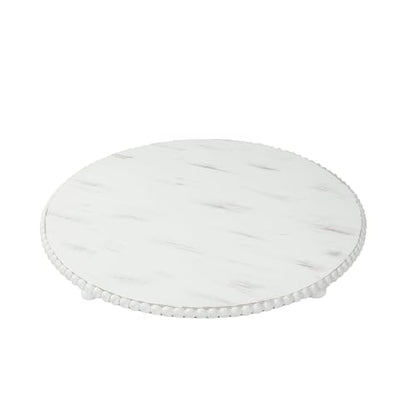 Efavormart 3-Pack Antique White Wooden Charger Plates, 13" Round Beaded Wood Table Centerpiece, Rustic Farmhouse Decor for Wedding, Dining, & Holiday Events - size: 13"