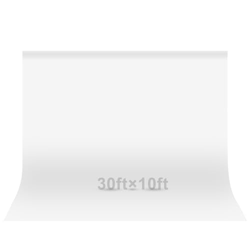 EMART 30x10 ft Backdrop for Photoshoot, Large Party White Photography Backdrop Curtain Drapes, Washable Polyester White Photo Backdrop for Birthday Party, Pictures, Projector, Video Recording - color: White, size: 30x10ft