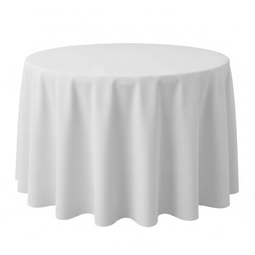 Surmente White Tablecloth for Round Tables, 70-inch Round Table Cloths for Weddings, Banquets, or Restaurants - color: White, size: 70" (Round)