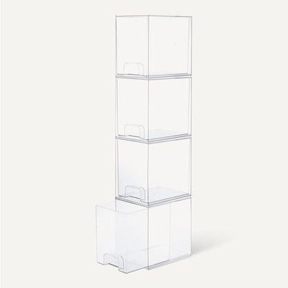 Amazon Basics Stackable Plastic Storage Makeup Organizer Drawers, Clear, 6.0" x 7.4" x 7.7", 4 Pack - size: 7.4" x 6" x 7.7"