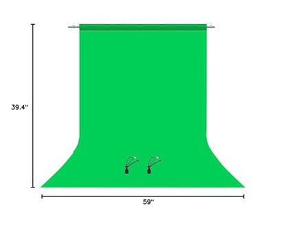 PULUZ Green Screen Backdrop with 2 Fixing Clip, 3.3 x 5 Ft Photography Chroma Key Greenscreen Background for Streaming Zoom, Live Streaming, Photo Video Studio - size: 3.3 x 5 Ft