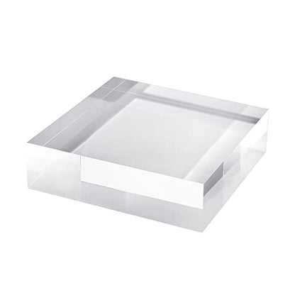 CiaoHER 2in Thickness Solid Acrylic Cube Display Block Clear Polished Pedestal Stand Riser Solid Base 2'' x 7" x 7", 1 Pack