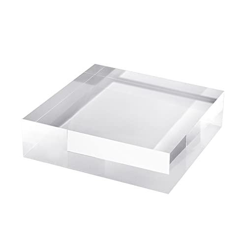 CiaoHER 2in Thickness Solid Acrylic Cube Display Block Clear Polished Pedestal Stand Riser Solid Base 2'' x 7" x 7", 1 Pack
