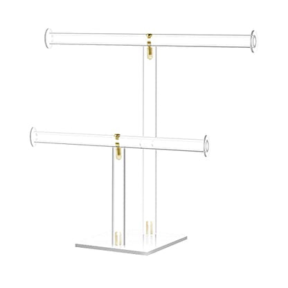 Acrylic Jewelry Display,Clear Acrylic Round Bracelet Display Holder Organizer Jewelry Holde Organizer Tree Stand, 2 Tier Jewelry Display Necklace Holder Stand (2-Bar)
