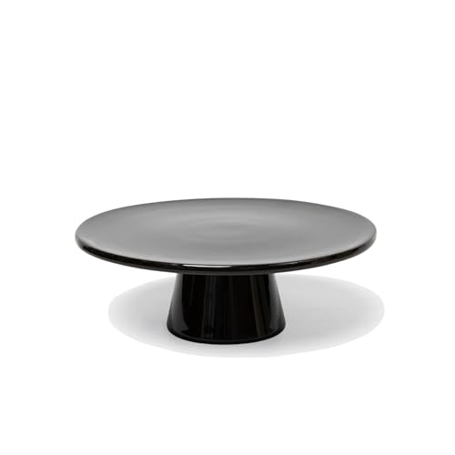 The Cake Stand – 10 Inch Gloss Ceramic Pedestal Cake Stand, Modern Footed Dessert Stand for Cakes, Cupcakes, Cookies & More (Black) - color: Black