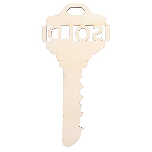 Wooden Key Shaped Pendant, 40x19cm, DIY Photo Props for Home and Outdoor Decor, Ideal for Wedding and Birthday Party