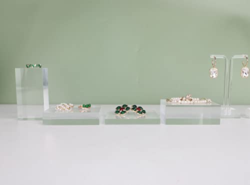 Transparent jewelry risers for selling, Acrylic risers for earring display, clear block ring riser tray for online business Photography【3.15 L x3.15 W x0.79 H inch】 - size: 3.15 L x3.15 W x0.79 H inch