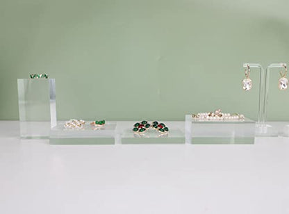 Transparent jewelry risers for selling, Acrylic risers for earring display, clear block ring riser tray for online business Photography【3.15 L x3.15 W x0.79 H inch】 - size: 3.15 L x3.15 W x0.79 H inch