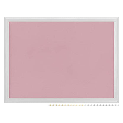 Navaris Framed Fabric Bulletin Board - 18 x 24 inches Plush Jewelry Organizer Pinboard for Wall - Memory Memo Pin Board - Rose with White Frame - color: White / Pink