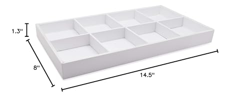 The Display Guys - Stackable Jewelry Tray and Organizer - for Drawers, Dressers, Store Display (8 Compartments, White Leatherette) - color: Leatherette White, size: 8 Compartments