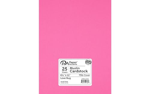 PA Paper Accents Textured Cardstock 8.5" x 11" Lovebug, 73lb colored cardstock paper for card making, scrapbooking, printing, quilling and crafts, 25 piece pack - color: Lovebug