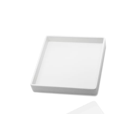 Small Square Serving Tray (5.9 inch), Durable White Tray for Desserts & Organization, Lightweight for Coffee, Drinks, Party, Seasoning, Perfume and Display. - color: White - 1 Tray, size: 5.9" x 5.9" x 0.8"