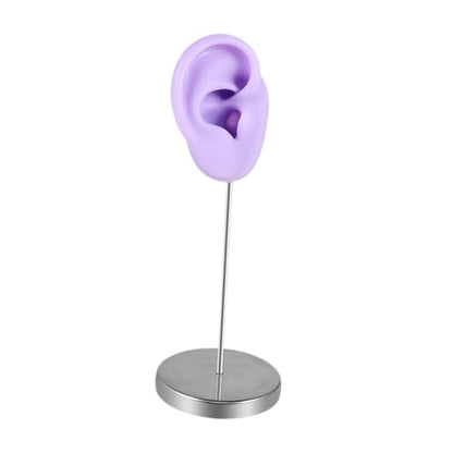 Silicone Ear Model Body Part,Jewelry Rack Teaching Tool Prop Organizer Earring Display Stand Holder for Photography Shows , Purple Right