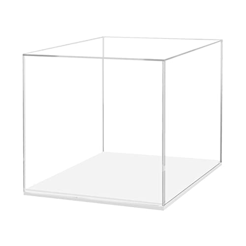 Clear Acrylic Display Box 12" x 12" with White Base Versatile Plexiglass Retail Product Dust Cover for Collectibles and Memorabilia by Marketing Holders - color: Clear, size: 12"W x 12"D w/Wht Base