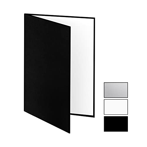 Meking 12" x 8" Light Reflector, 3 in 1 Photography Reflector Cardboard, Folding Light Diffuser Board for Food and Product Photography Lighting- Black, Silver and White - size: 1Pcs A4 Black Silver White
