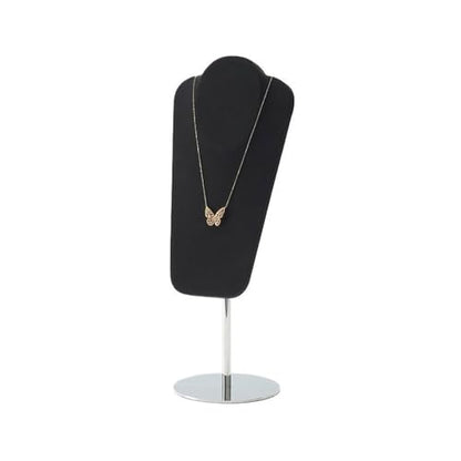 Jewelry Towers Necklace Display Rack Microfiber Jewelry Rack Window Jewelry Shelf Light Luxury Metal Jewelry Display Props Jewellery Stand Display(Black) - color: Black