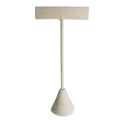 6Pcs Set Earring T Stand Display Set, Jewelry Display Stand for Showroom and Tradeshow Showcase Displays, various materials, 4 1/2 H in; 5 3/4 H in; 6 3/4 H in (Beige Linen) - color: Beige Linen