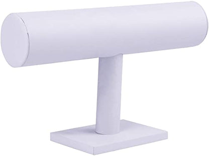 ChezMax Necklace Jewelry Display Jewelry Stand Hovering T-Bar Bracelet Holder for Home Organization - color: A-White Leatherette