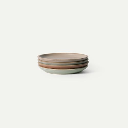 MORA Medium Plates Set of 4, 8.5 inch Ceramic Pottery Salad Plates - Microwave, Oven and Dishwasher Safe - Harvest - color: Harvest