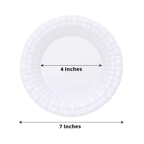 Efavormart Set of 10-7" White Round Disposable Plastic Salad Dessert Plates With Basketweave Rim for Weddings, Birthdays, Parties, Gathering, Graduation Ceremonies, Special Events - color: White, size: 7"