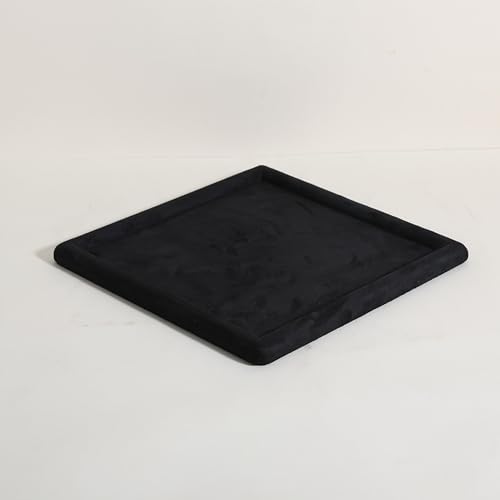 Jewelry storage organizer plate, Square velvet Jewerly display tray, Empty Jewelry showcase tray for Necklace Bracelet Ring Earring display stand holder (Black-Large, 9.8 x 9.8 in) - color: Black, size: 9.8" x 9.8"