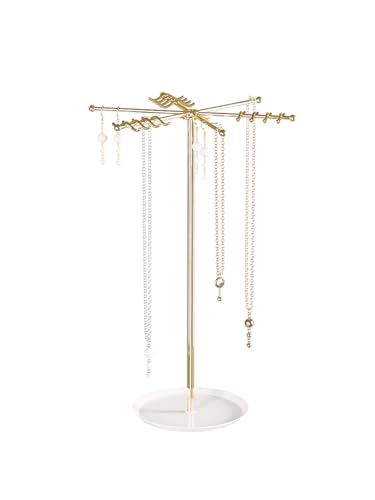 Rotating Necklace Holder,Tabletop Long Necklace Organizer Stand For Woman And Men,Jewelry Tree Bracelet And Earring Display Hanging Rack For Vendors,Small Jewelry Storage Stand