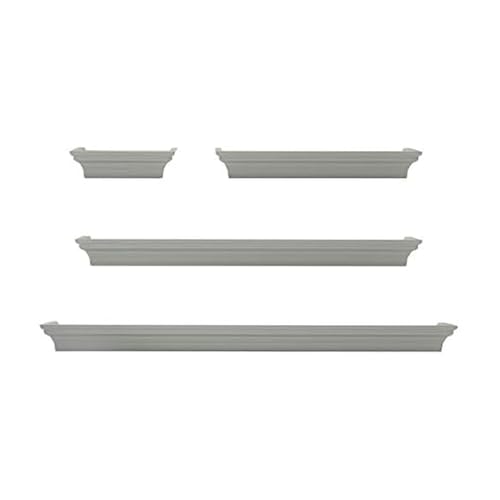 MELANNCO Floating Wall Shelves for Bedroom, Living Room, Bathroom, Kitchen, Nursery, Set of 4, Gray, 4 Count - color: Grey, size: Set of 4 (24, 20, 12, 6 Inch), style: Arlington