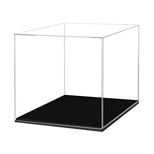 12" x 12" Clear Acrylic Display Box with Black Base Versatile Plexiglass Retail Product Dust Cover for Collectibles and Memorabilia by Marketing Holders - color: Clear, size: 12"W x 12"D w/Blk Base