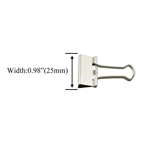 HAHIYO Binder Clips Paper Clamps Spring Steel Sturdy 0.98 inches Width 0.31 Inch Capacity No Sharp Edges Heavy Duty Tight Grip Reusable Silver Metal Bright Finish for Home Office School 25 Pack - size: Silver0.98in-25P