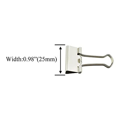 HAHIYO Binder Clips Paper Clamps Spring Steel Sturdy 0.98 inches Width 0.31 Inch Capacity No Sharp Edges Heavy Duty Tight Grip Reusable Silver Metal Bright Finish for Home Office School 25 Pack - size: Silver0.98in-25P