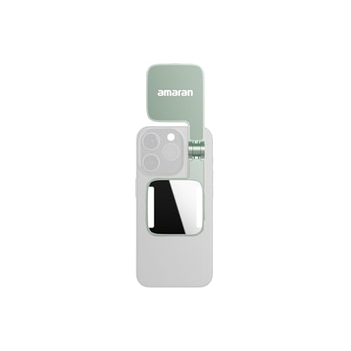 Amaran Go Magnetic Selfie Phone Light, Compatible with MagSafe & Qi2 Magnets, Dual LED Light Source with Adjustable Mirror Light & CCT (2700K-6500K), for Selfies, Makeup, & Content Creation (Green) - color: Green