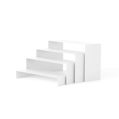 White Matte Metal Display Stand,8 Pcs 2 Set Display Risers, Metal Rectangular Display Shelf Holders for Showcase, Dessert, Perfume, Vendor Events, Cupcake Stands, Toys Display Shelves ( 8Pcs-White, 7”L~8”L~9”L ) - color: 8Pcs-White