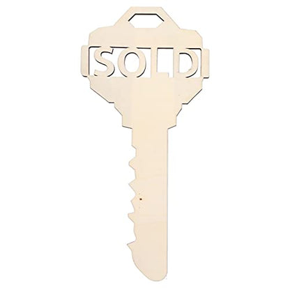 Wooden Key Shaped Pendant, 40x19cm, DIY Photo Props for Home and Outdoor Decor, Ideal for Wedding and Birthday Party