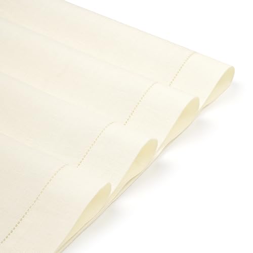 D'Moksha Homes Linen Placemats Set of 4 - Classic Hemstitch Ivory Placemats 14 x 19 Inch - 100% Pure Linen Table Mats for Spring - Handcrafted and Machine Washable - color: 10 - Ivory