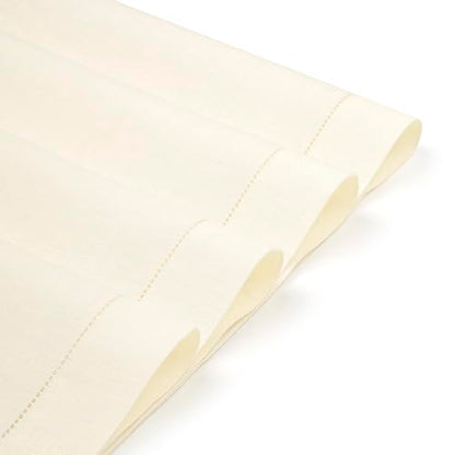 D'Moksha Homes Linen Placemats Set of 4 - Classic Hemstitch Ivory Placemats 14 x 19 Inch - 100% Pure Linen Table Mats for Spring - Handcrafted and Machine Washable - color: 10 - Ivory