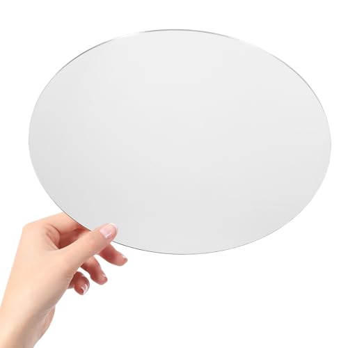 4pcs Silver Acrylic Round Mirrors - Wedding Table Centerpiece Tray Adhesive Wall Sticker Candle Plate for Birtdhay Photoshoot Perfume Cosmetic Jewelry Display - color: Silver