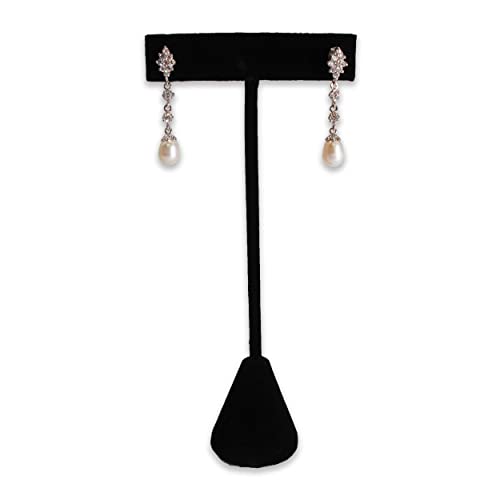 6Pcs Set Earring T Stand Display Set, Jewelry Display Stand for Showroom and Tradeshow Showcase Displays, various materials, 4 1/2 H in; 5 3/4 H in; 6 3/4 H in (Black Velour) - color: Black Velour