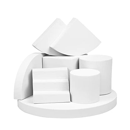 Small Products Photography Background Props Set, Waterproof EVA Geometric Cube Photo Props, Display Riser Stands Kit for Cosmetics, Lipstick, Jewelry, Goods, Crafts, Makeup Tools, 8pcs, White