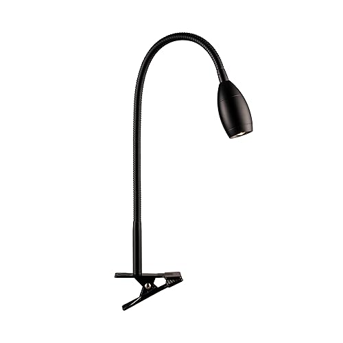 O'Bright Lumos - Versatile Clip-on Lamp: Zoomable Spotlight, Dimmable LED, Flexible Gooseneck, 4000K Light, 100% Metal Clamp - Ideal for Reading, Crafting, Work, and Headboards, Black - color: Black