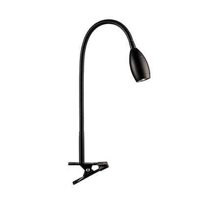 O'Bright Lumos - Versatile Clip-on Lamp: Zoomable Spotlight, Dimmable LED, Flexible Gooseneck, 4000K Light, 100% Metal Clamp - Ideal for Reading, Crafting, Work, and Headboards, Black - color: Black