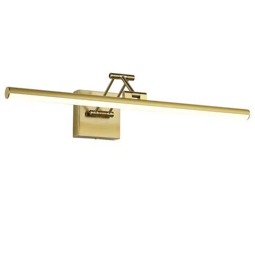 Joossnwell Hard-Wired Picture Light for Wall Brass Art Lighting Dimmable Gallery Light 23.39 inch Picture Frame Light with Adjustable Swing Arm for Painting Library Display Artwork Museum Warm White - color: Hard-Wired Brass, size: Dimmable 23.62inch