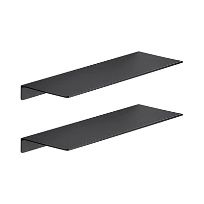 JOOM 2 PCS Small Floating Shelf, 12'' Metal Wall Shelf, Black, Bathroom, Durable, Waterproof, 5.0lbs Weight Capacity - color: Black, size: 12 Inch-Two Pack
