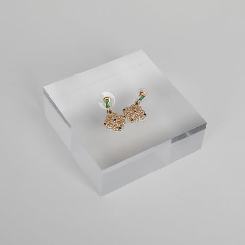 Transparent earring display riser, clear acrylic display jewelry risers, small ring holder tray risers for decor【3.15 L x3.15 W x1.18 H inch】 - size: 3.15 L X3.15 W X1.18 H Inch